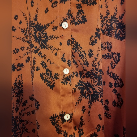 Free People Goddess Sleep Shirt Oversized Button Down Flowy Top Size M Clay - Picture 6 of 13